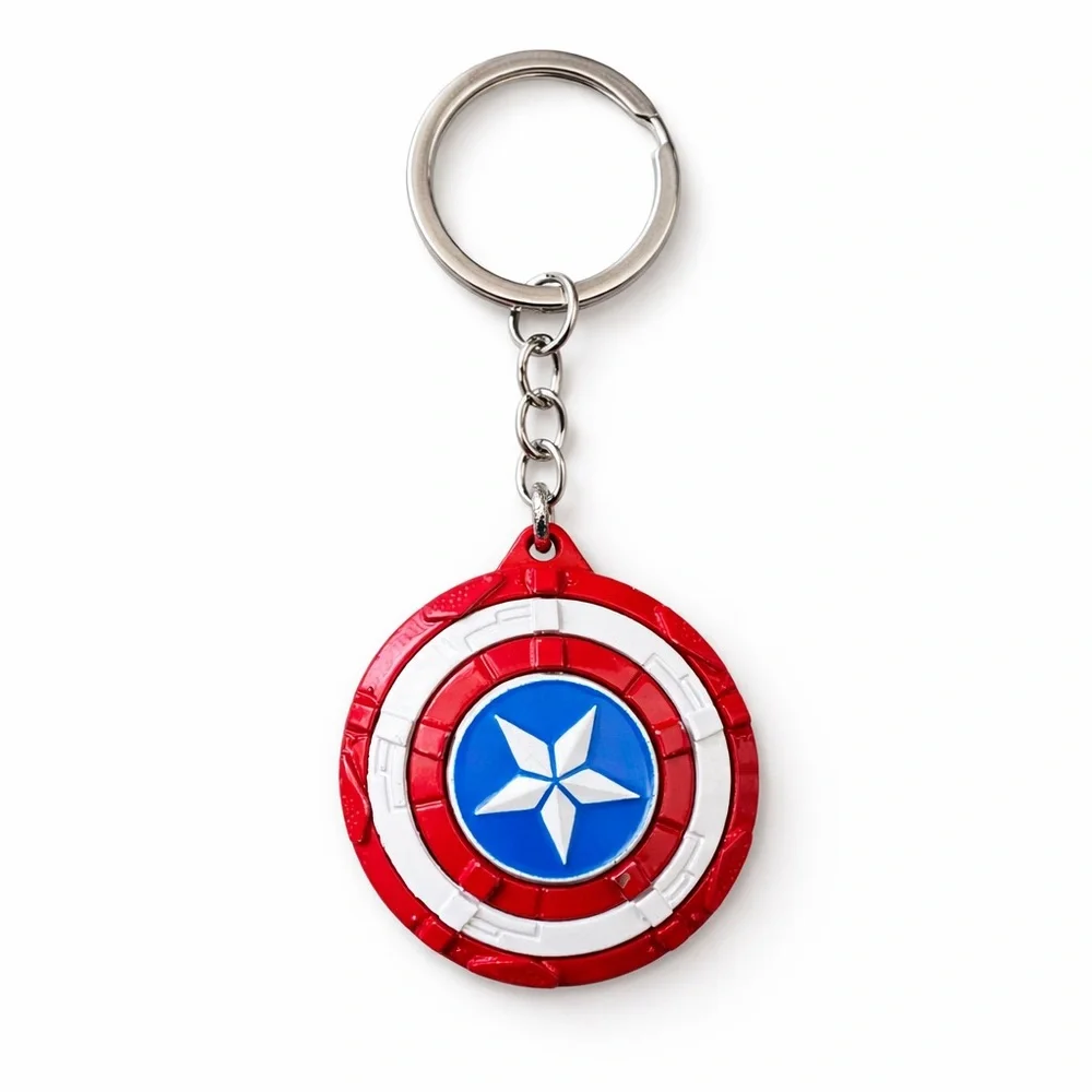 Captain America Shield Rotating Keychain Marvel Bag Charm